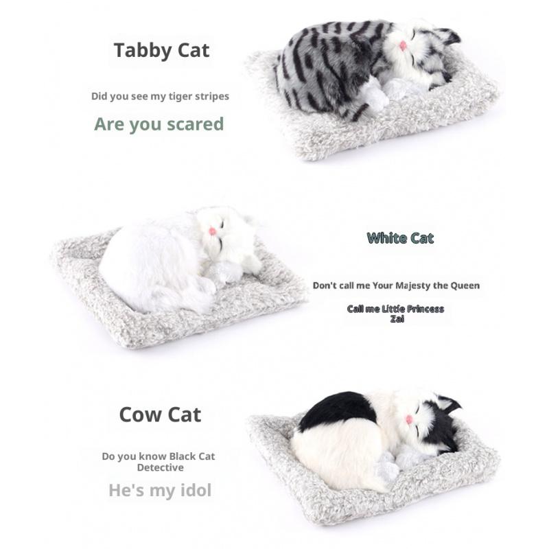 Car Ornaments Cute Simulation Stuffed Animal Realistic Sleeping Cats Decoration Automobiles Lovely Plush Kittens Doll Toy Children Gifts Auto Accessories