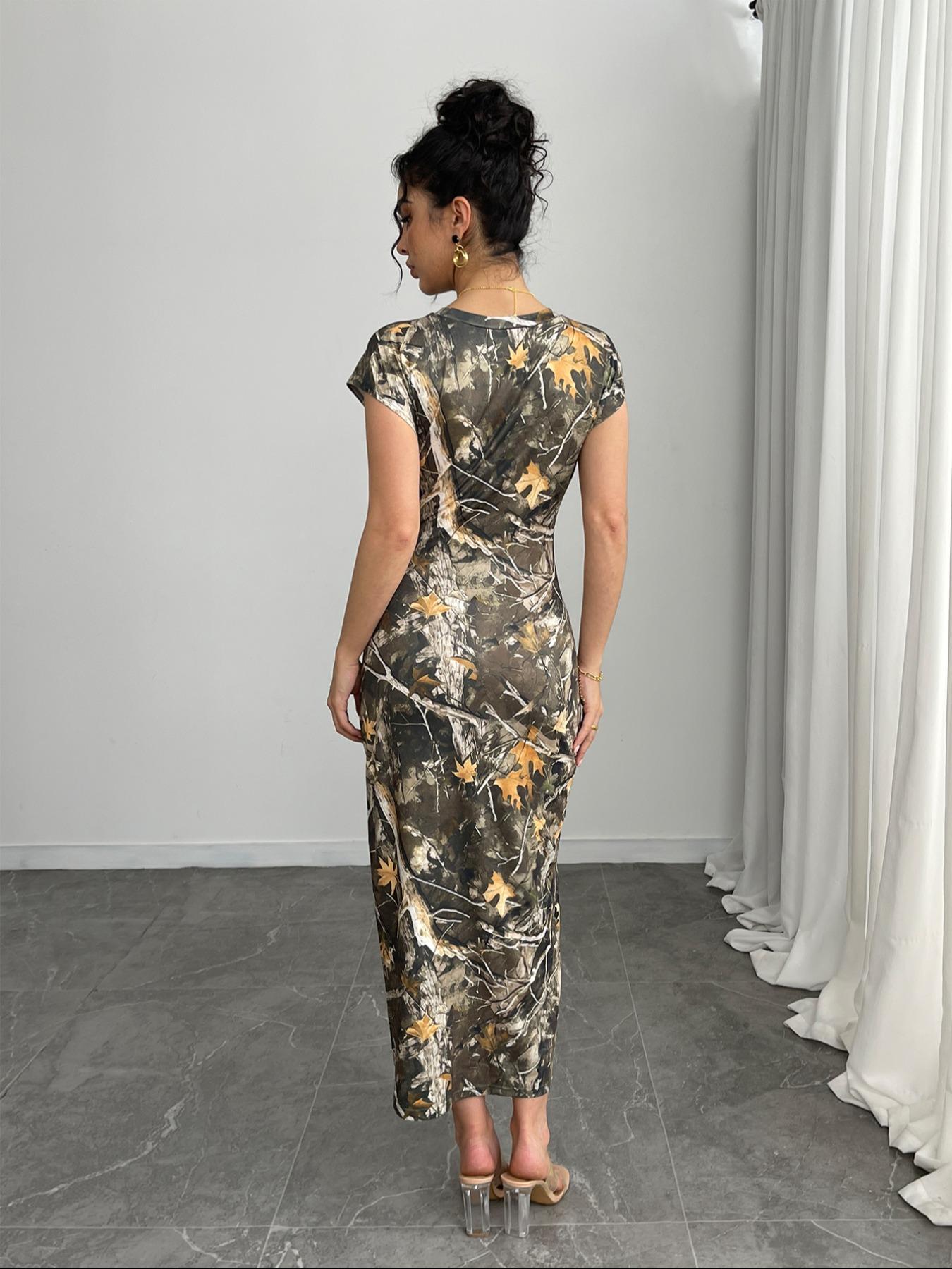 Women's All Over Print  V Neck Dress, Bohemian Boho Casual Fashion  Dress for Daily Outdoor Wear, Women Dress for Summer