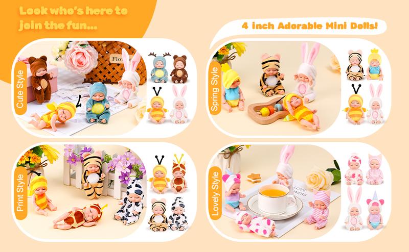 6/10 Pcs Mini Easter Reborn Cute Black Reborn for Easter Basket Stuffer Party Exchange Gift Idea Birthday Party Gift Creative Holiday Party Supplies Emotional Companionship Gift