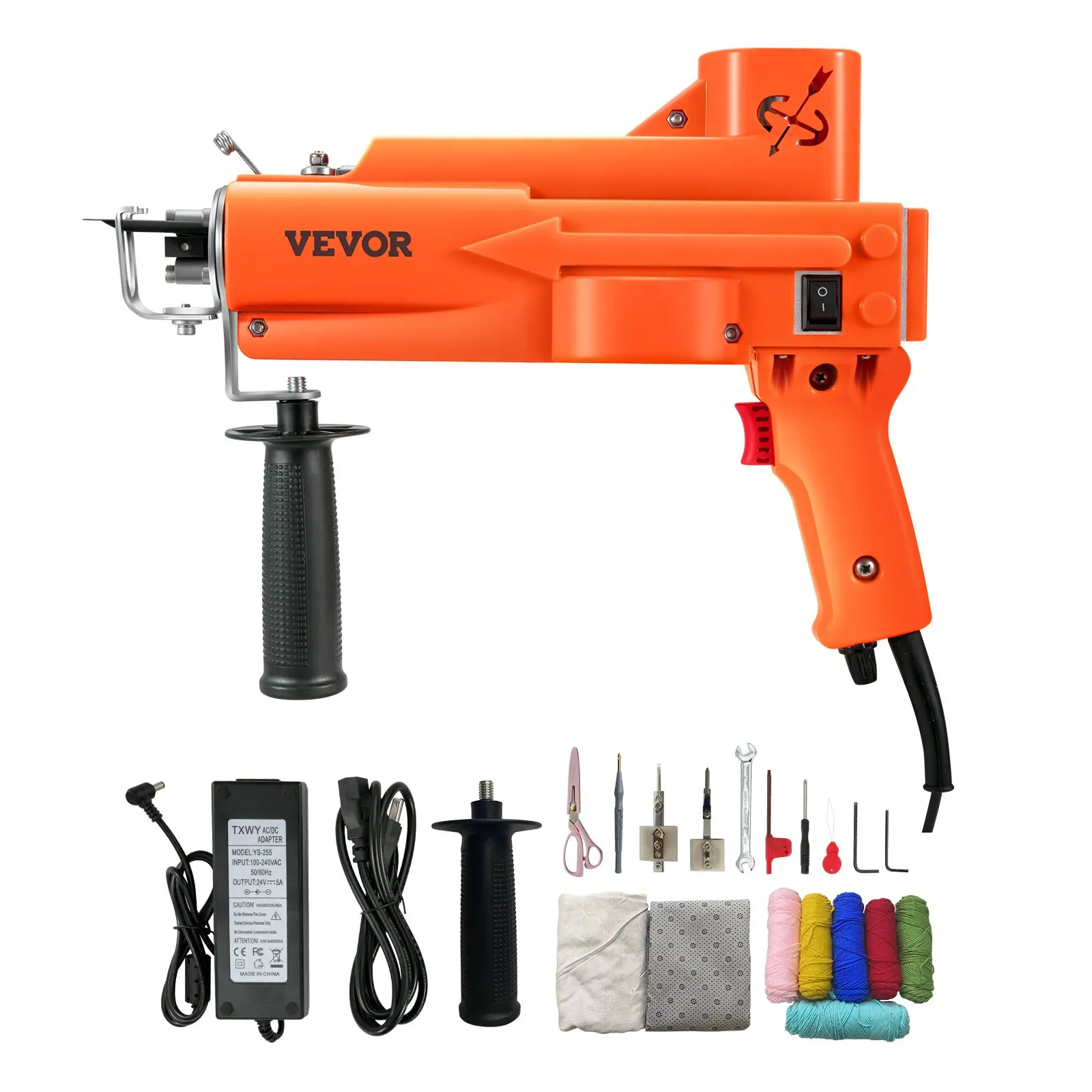 VEVOR 2-in-1 Cut Loop Pile Tufting Gun, Metal + ABS Electric Rug Crafting Machine Starter Kit, 7-27 Stitches/sec High Speed Tool, 4-25 mm Adjustable Height, 110V Carpet Weaving Flocking Device