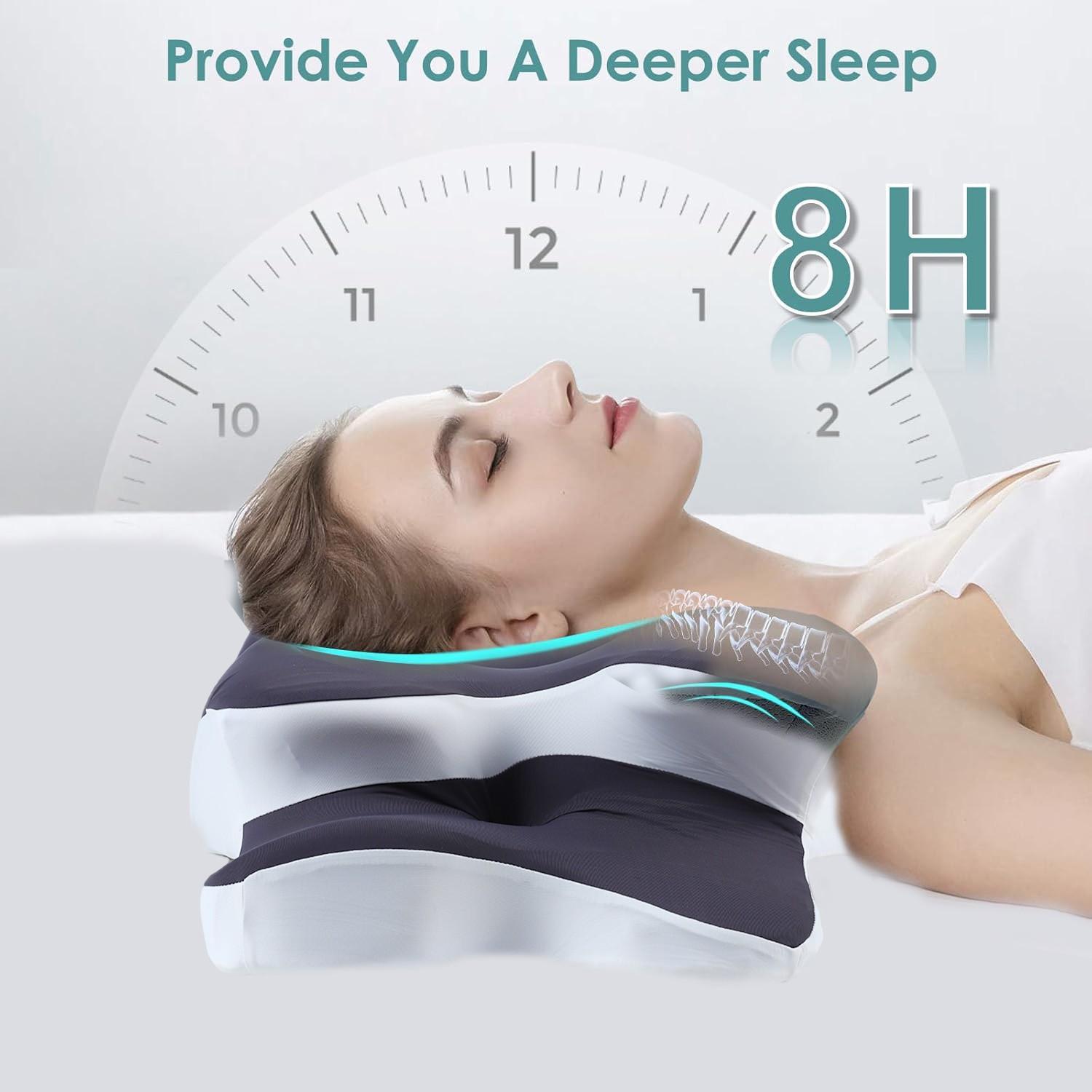 Double-Sided Neck Pillow Unscented Memory Foam Pillow with Cooling Cover Zoned Design for Deep Sleepers Contoured Pillow with Extra-Large Armrest for Side Sleep Stomach Sleeping and Back Sleepers