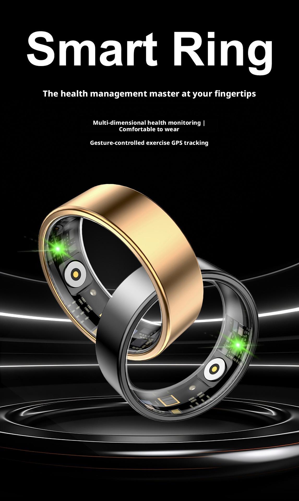 Wearable Smart Ring Tracker, Rechargeable & Long Battery Life Fitness & Activity Tracker with 24H Heart Rate Tracking, HRV, Blood Oxygen, Sleep Monitoring, Real-Time Data Sync to Phone, Gesture Control, Waterproof for Sports Wellness, Unisex Adults, Pedom