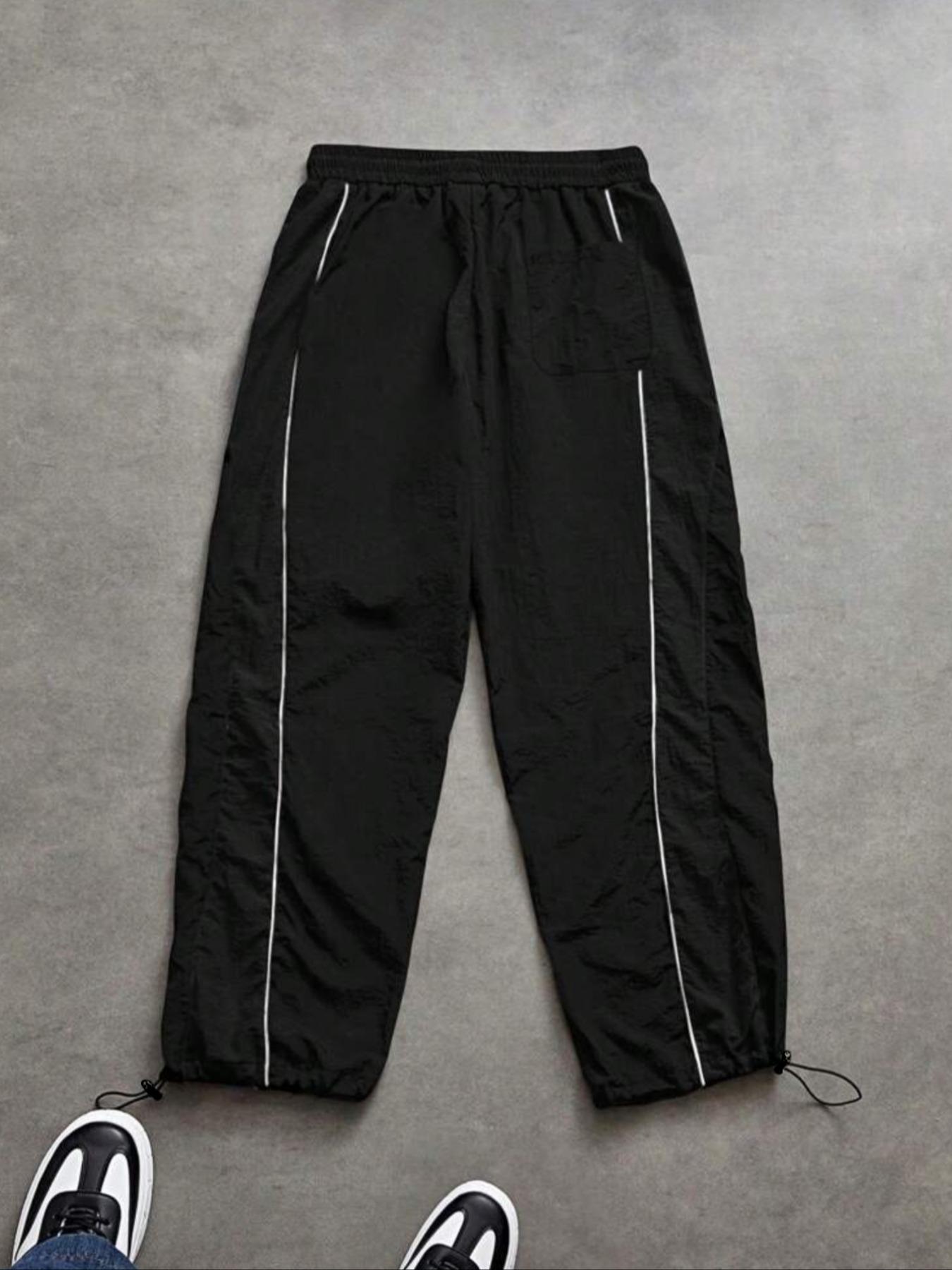 Men's Fashion Casual Sports Pants, Nylon Fabric, Lightweight Breathable, Unique Print, Waist Drawstring, Adjustable Ankle Cuffs, Breathable Athletic Bottoms