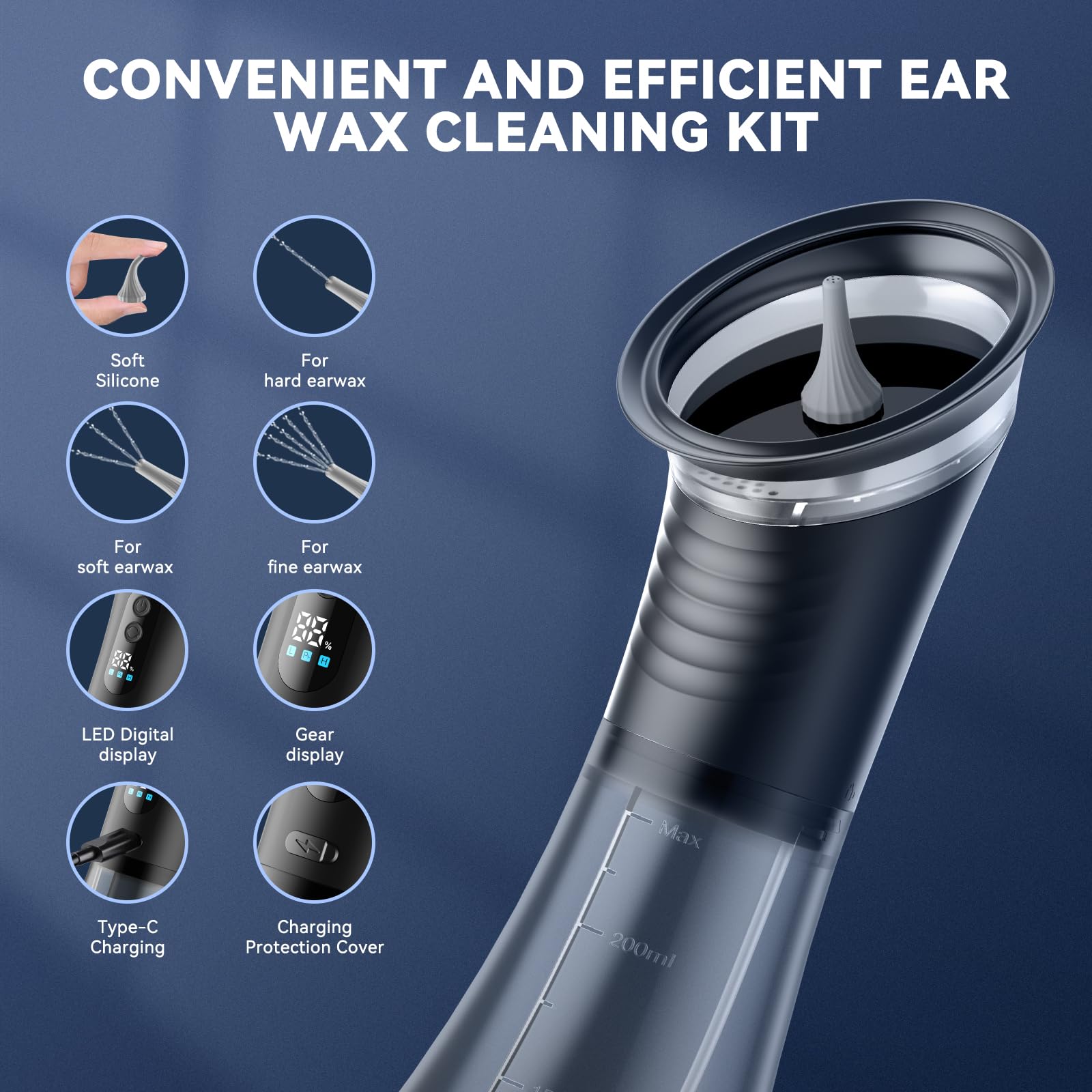 2026 Upgraded Ear Wax Removal with LED Display- Safe and Effective Ear Wax Removal Kit-Ear Cleaner Kit -with Wastewater Recovery System-HSA-FSA-Eligible