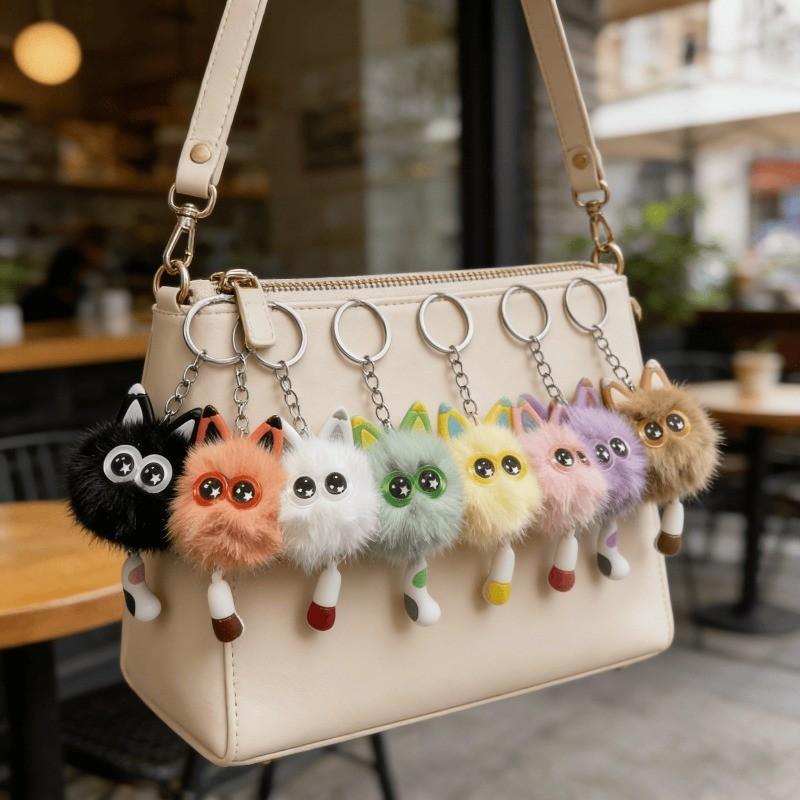1/8pcs Cute Cat Plush Keychain Gift Set, Mini Cat Keychain for Car Decor, Birthday Gifts, School Carnival Prizes, Backpack Treasure Box