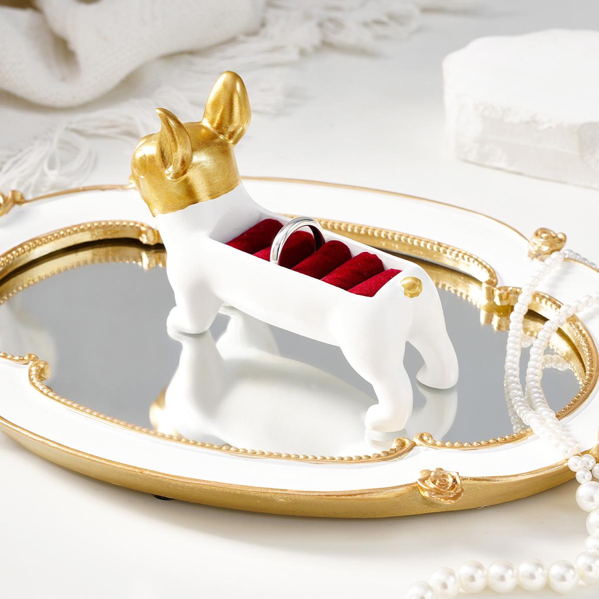 Cute Dog Shape Jewelry Organizer, Hand-Painted Resin Desktop Decor, Perfect for Weddings & Holidays, Ideal Gift for Jewelry Lovers