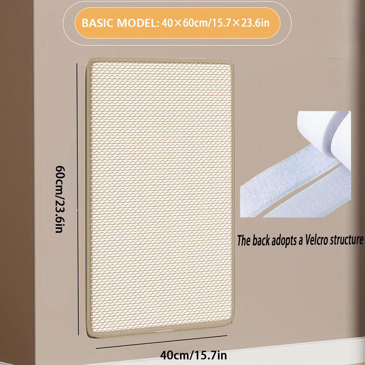 1pc Sisal Cat Scratching Mat Pad, Natural Sisal Scratcher - with Reusable Fastener Strips, No Residue, Durable Natural Sisal Fiber Surface - Perfect Gift for Cat Lovers, Sofa & Corner Protector, Cat Scratch Deterrent with Hook & Loop Tape