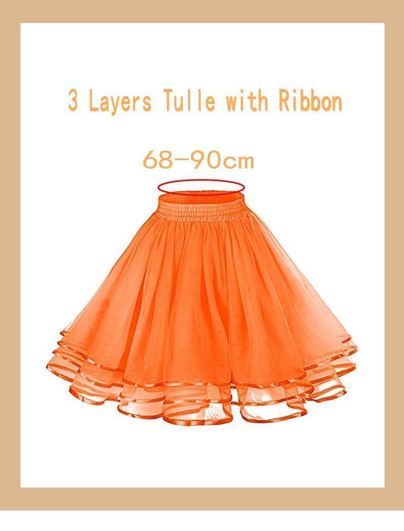 14 Colors Women Petticoat Tutu Underskirts Crinoline 50's Three Layers Ribbon Gauze Tulle Skirt Vintage Bridal Slips Rockabilly
