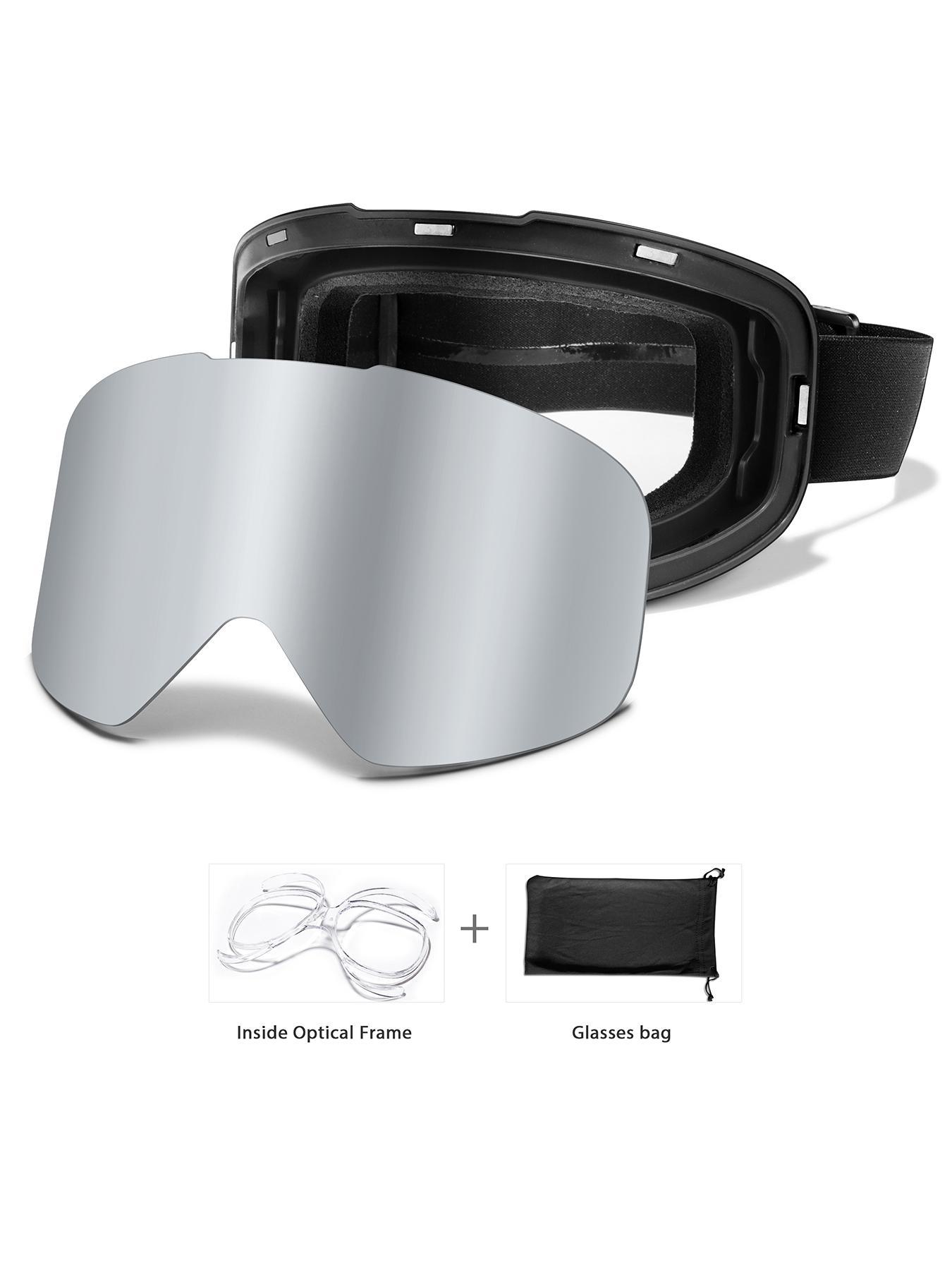 Ski Goggles with Uv400 Protection, Anti-Fog, Interchangeable Magnetic Lenses, OTG-Friendly, Frameless Design, Snowboarding Gear for Men & Women