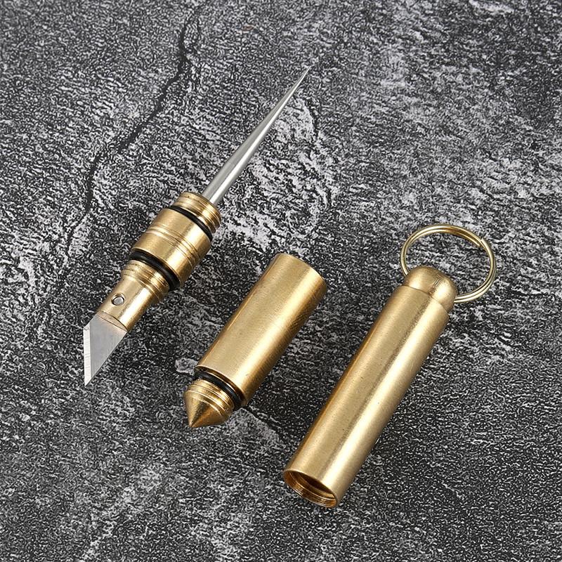 Multifunctional Brass Toothpick Knife Keychain Holder Card Pin Opener Mailbox Removal Tool, Durable & Versatile Design