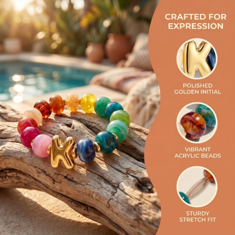 Boho Chic Customizable Letter Bracelet with Smooth Polish Resin Beads, Unisex Jewelry for Holiday Looks & Travel Gifts, Lightweight Fit, Boho Chic Outfits, Numbers, Letter Shapes, Unisex Names, Personalized Gifts, Custom Letters Boho Chic Customizable Letter Bracelet with Smooth Polish Resin Beads, Unisex Jewelry for Holiday Looks & Travel Gifts, Lightweight Fit, Boho Chic Outfits, Numbers, Letter Shapes, Unisex Names, Personalized Gifts, Custom Letters