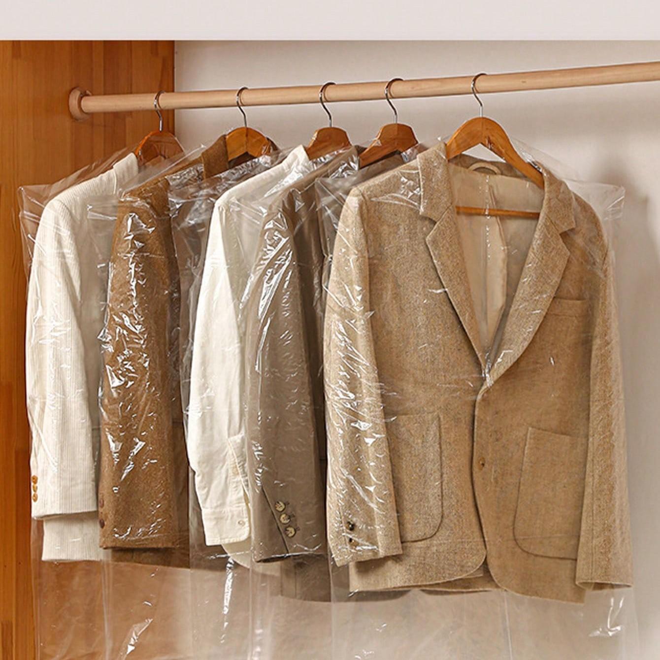 20/50pcs Transparent Plastic Bags for Dry Cleaning Stores, Dustproof Hanging Clothing Bags, Clothes Storage Bag, Home Shop Use, 6 Sizes Available