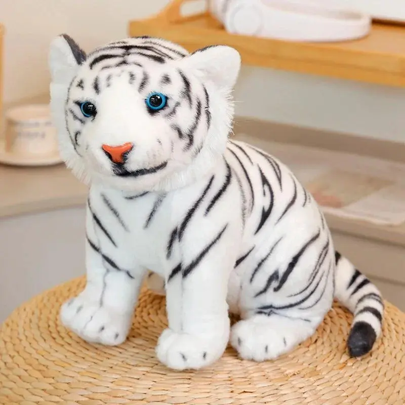 Simulation Beast Plush Toys Stuffed Sitting Tiger Leopard Lion Doll Soft Cozy Wild Animal Toys Super Cool Desktop Room Decor