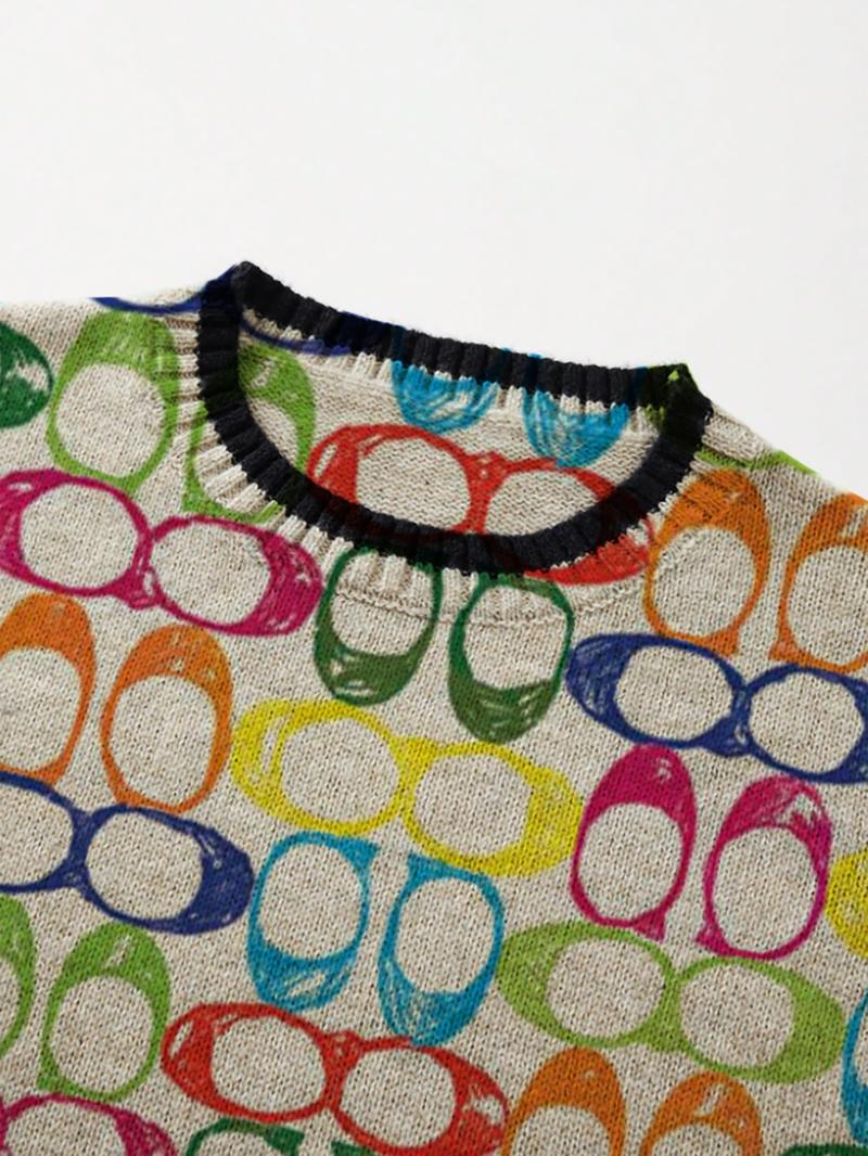 Women's Animal Print Short Sleeve Sweater Knitwear, Casual Fitted Knit Top for Spring & Fall, Comfortable Warm Clothing for Daily Wear