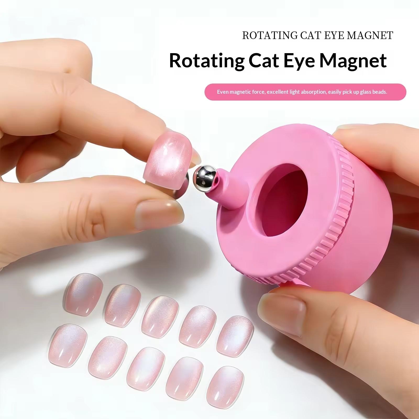 360-Degree Automatic Rotation Magnetic Cat Eye Nail Art Tool, Strong Magnet Wide Light Cat Eye Beads, Dual-Headed Manicure Kit, Nail Care