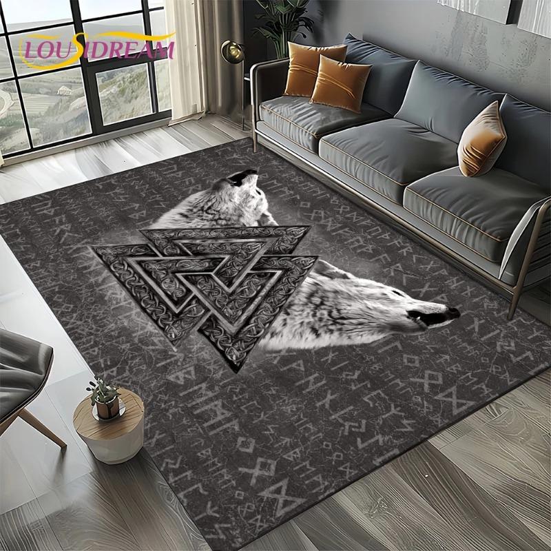 Valkyrie Viking Axe Flannel Area Rug - Norse Rune Mythology Print Soft Mat for Living Room & Game Room, Non-Slip Warrior Home Decor #ValkyrieRug #VikingAxeMat #NorseMythologyDecor #RuneCarpet #NonSlipFlannelRug
