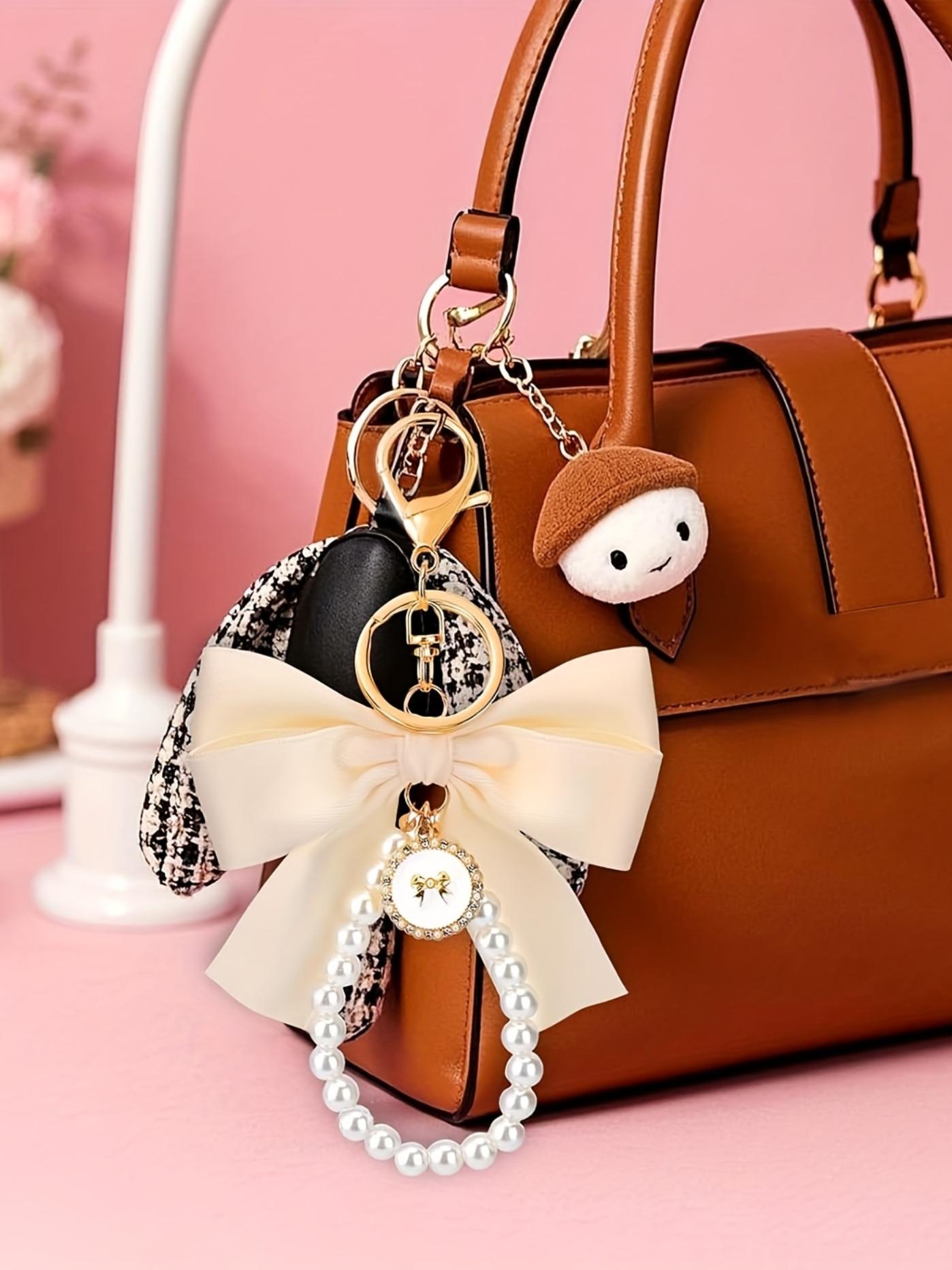 3pcs/Set Elegant Metal Bag Charms & Keychains Set-Double Layer Faux Pearl Bead & Chain Purse Charms,Decorative Bag Chain Handbag Decoration Purse Bag Extender Chain Bag Strap Purse Charms Accessories Keychain Kawaii Accessories For Bags