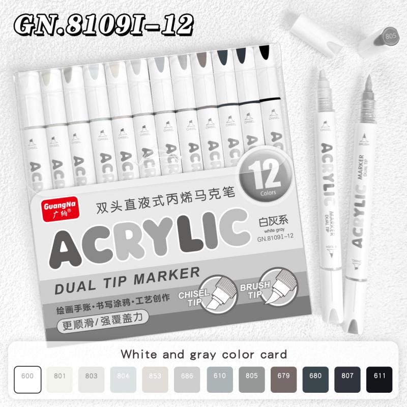 Acrylic Paint Pens Dual Tip Brush & Chisel Tip, Art Color Set Acrylic Paint Markers Automatic Ink Control,for Rock Painting,Ceramic,Wood, Canvas,Glass, Stone,Fabric,Card Making,DIY & Art Supplies, Acrylic Art Kit