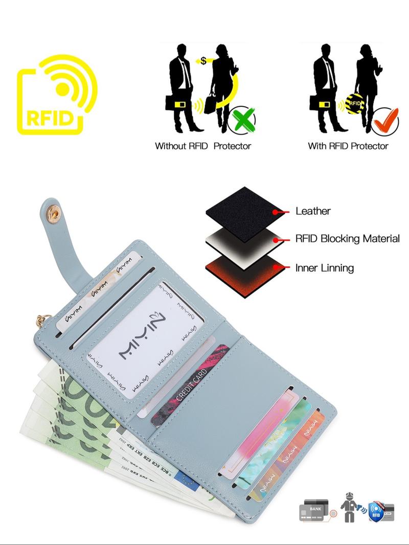 Women's Solid Color Zipper Wallet, Fashionable PU Leather Card Holder, Casual Versatile Wallet for Daily Use, Credit Card Holder