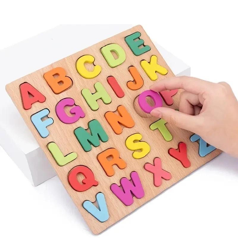 3D Colorful Alphabet and Number Puzzle, Montessori Wooden Educational Toy, Math Shape Recognition Game for Kids, Halloween DIY Gift Idea, Montessori Puzzles Gift