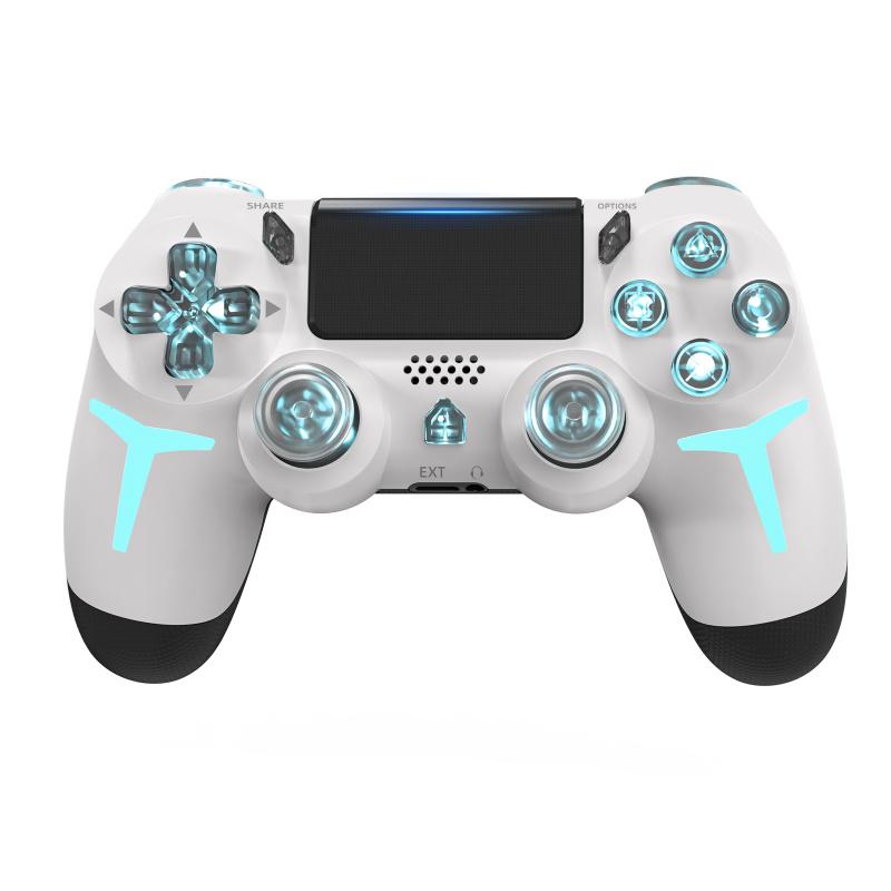 Wireless Game Controller with Three Color Lights, Compatible with Ps4 Ps3 PC, RGB LED Bluetooth-compatible Gaming Joystick, Six-Axis Gyroscope, Dual Vibration Feedback, Wireless Controllers