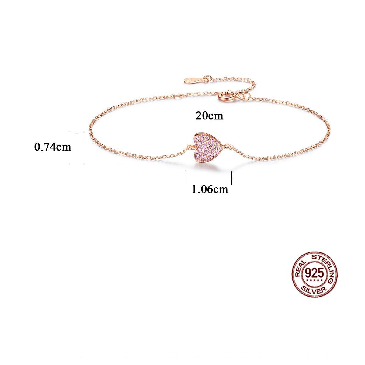EAMTI 925 Sterling Silver Cubic Zirconia Pink Love Bracelet Gifts for Women Birthday/Anniversary Day/Valentine’s Day EAMTI 925 Sterling Silver Cubic Zirconia Pink Love Bracelet Gifts for Women Birthday/Anniversary Day/Valentine’s Day