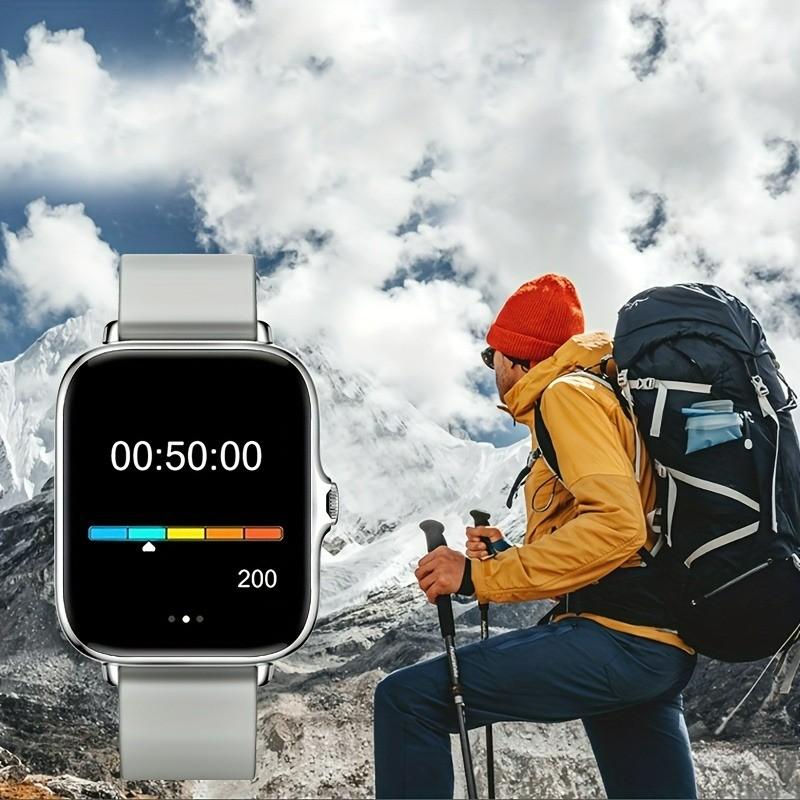 Multifunctional smartwatch for men and women - wireless call/text alerts, custom watch face, multiple sports modes, remote camera and music playback, metal body with silicone strap, compatible with Android and iPhone - perfect holiday gift