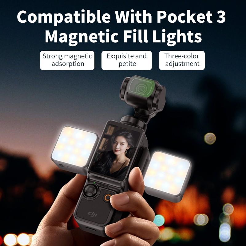 Vlogging Light for DJI Osmo Pocket 3,Magnetic Mini LED Action Camera Video Light Accessories, Quick Release Photography LED Fill Light for Vlog Selfie Video Recording