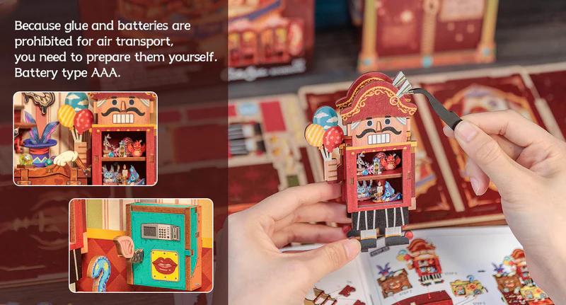 CUTEBEE DIY 3D Book Nook Kit Amazing Toys Store – Miniature Wooden Toy Shop Dollhouse, Handmade Tiny House Bookshelf Decor with LED Light | Holiday, Christmas and Black Friday Gift