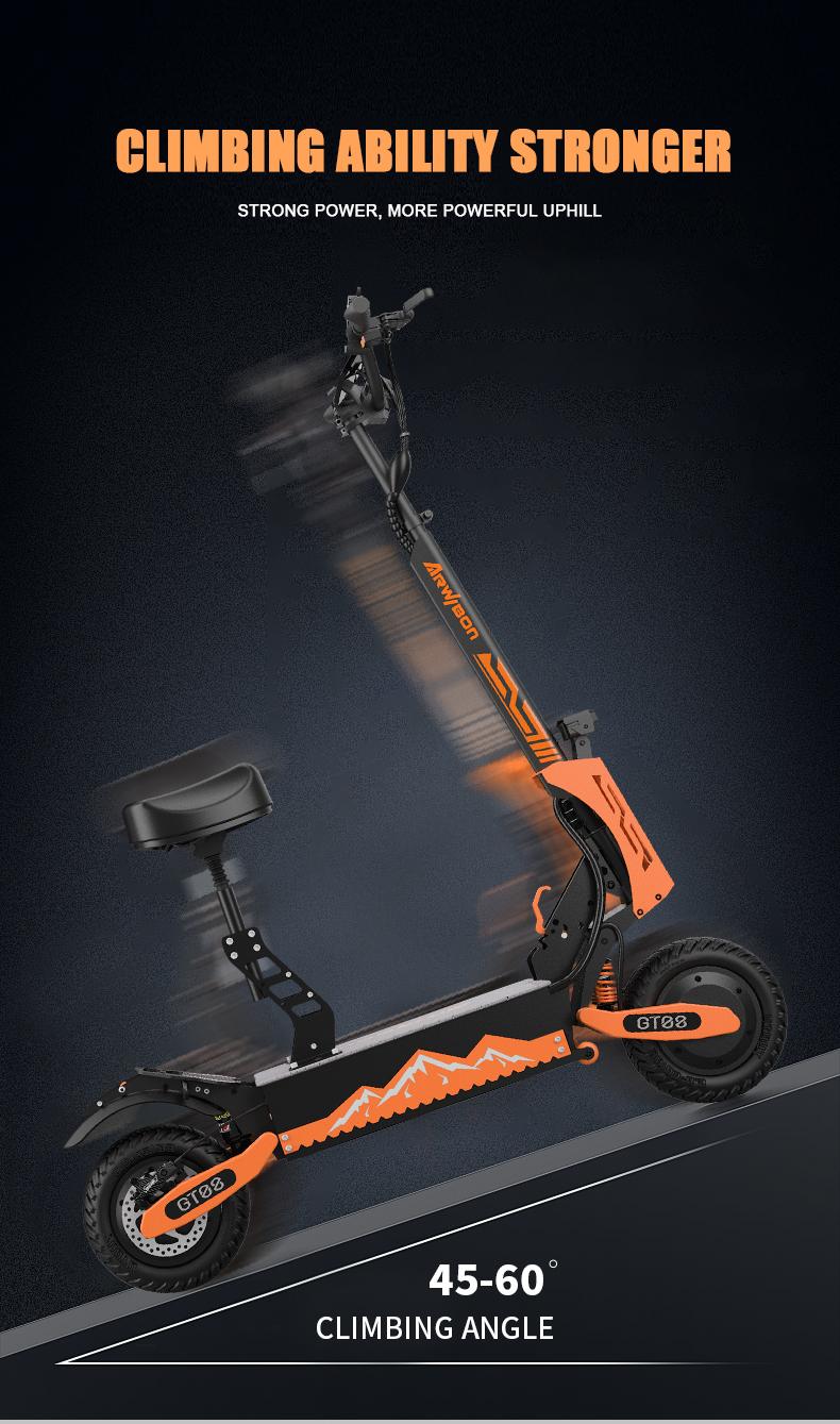 46 MPH Electric Scooters for Adults,11'' Off-Road Tires 5600W Dual Motor E-Scooter With Adjustable Seat,60V27AH Removable Battery Shock Absorbers Electric Scooter