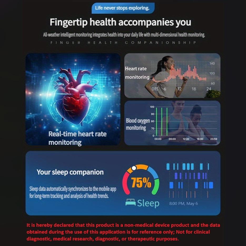 Colorful Abalone Shell Smart Ring, Step Counter Fitness Tracker, Sleep Monitor, Rechargeable USB, Wireless, Battery-Powered