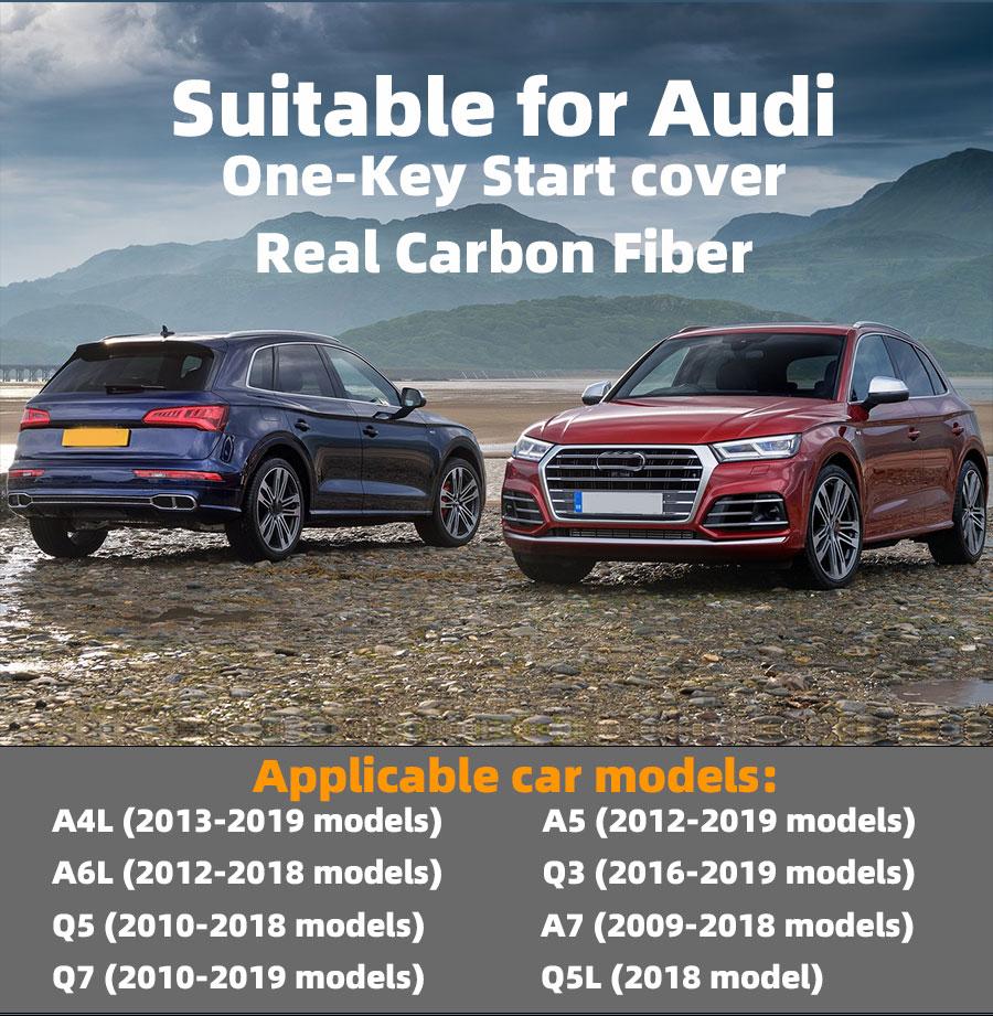 For Audi Real Carbon Fiber Ignition Engine Start Stop Button Trim Protect Stickers For A5 A7 A4L A6L Q3 Q5L Accessories  Black and Red Are Available Anti-Scratch Protection Enhances Texture for a More Premium Look Sticker For Cars