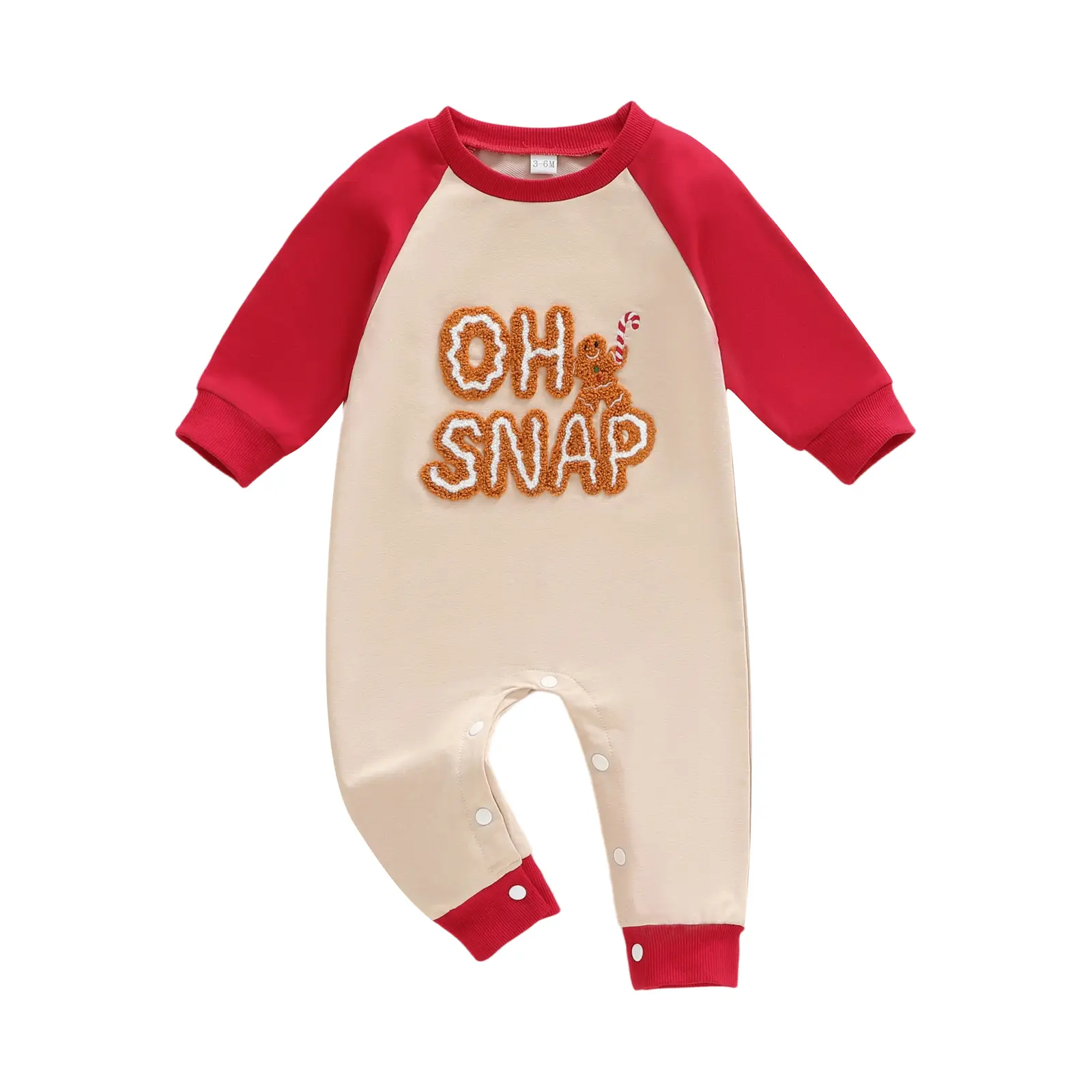 Baby Boy Christmas Romper Gingerbread Embroidery Long Sleeve Round Neck Jumpsuit Infant Baby Girl Boy Xmas Bodysuit  Clothes 0-18M