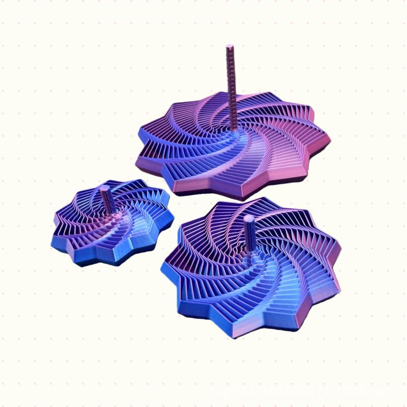 3D Printed Carrot Tower Hexagonal Spiral Stress Relief Toy with Handle, Finger Star Shape Puzzle Gift, Relaxing Handheld Ornament