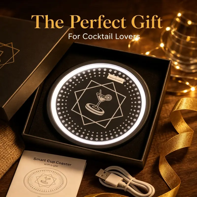 Smart Coaster 2.0 (Black)  Portable Cocktail Maker, App-controlled Home Bartender Device with over 1000 recipes for cocktails and mocktails