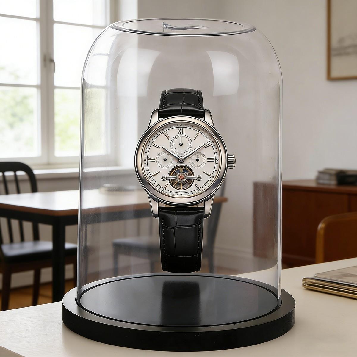 Transparent Doll Display Box, Collectible Box, Dustproof Collection Showcase, Ideal for Eternal Flower, Wooden Base, Valentine's Day Gift