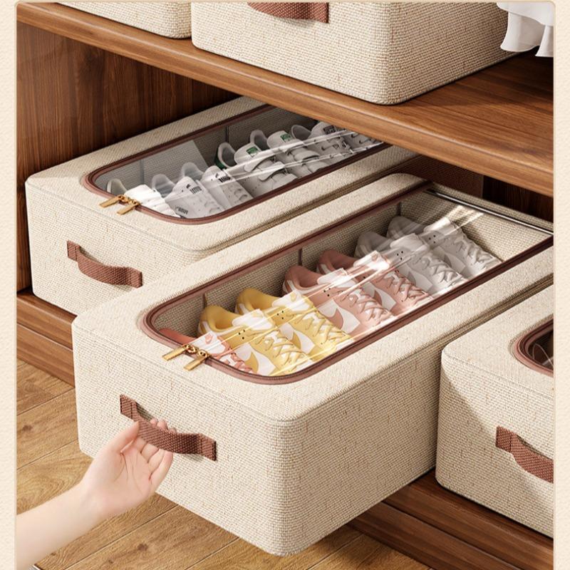 New Stackable Shoe Box with High Lid, Easy Access, Multi-Functional Bed Storage, Perfect for Home Dorm School Use, Organizer Box