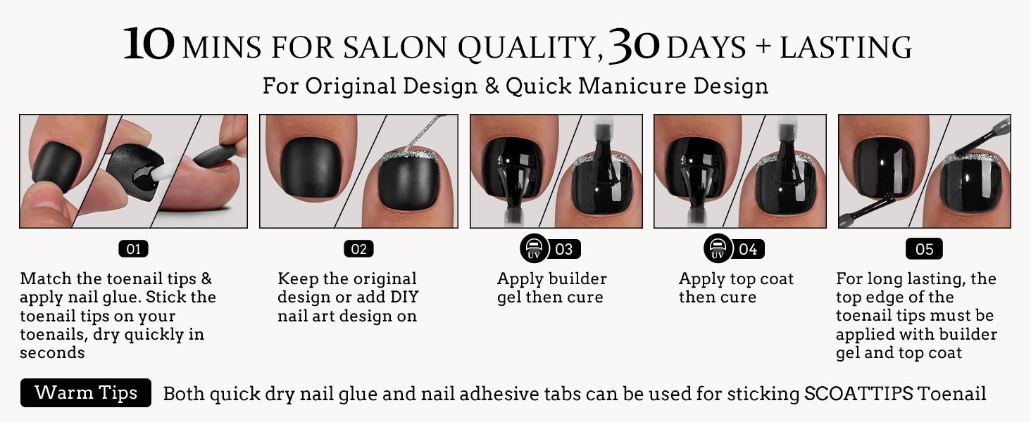 BTArtboxnails SCOATTIPS Short Toe Nail Tips - Non-UV Lamp Toenails for Women, Only 160 Pcs 16 Sizes Soft Gel Toe Nail Press Ons, Soak Off Acrylic Fake Toe Nail Extensions BTArtboxnails SCOATTIPS Short Toe Nail Tips - Non-UV Lamp Toenails for Women, Only 160 Pcs 16 Sizes Soft Gel Toe Nail Press Ons, Soak Off Acrylic Fake Toe Nail Extensions