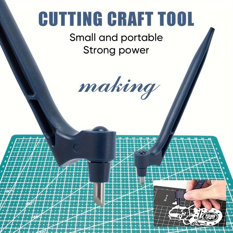 Ergonomic Craft Cutting Tool Kit with 360° Rotating Stainless Steel Blade and Triangular Ruler, Precision Paper Vinyl Template Work