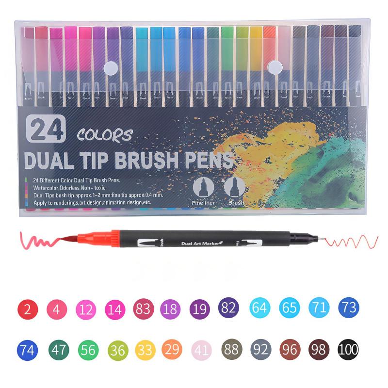Art Supplier Dual Brush Markers Pens, Artist Coloring Marker Set, Fineliner & Brush Tip Pen with Premium Case for Adults Coloring Books Journal, Drawing, Doodlin, Art Supplies, Art Materials