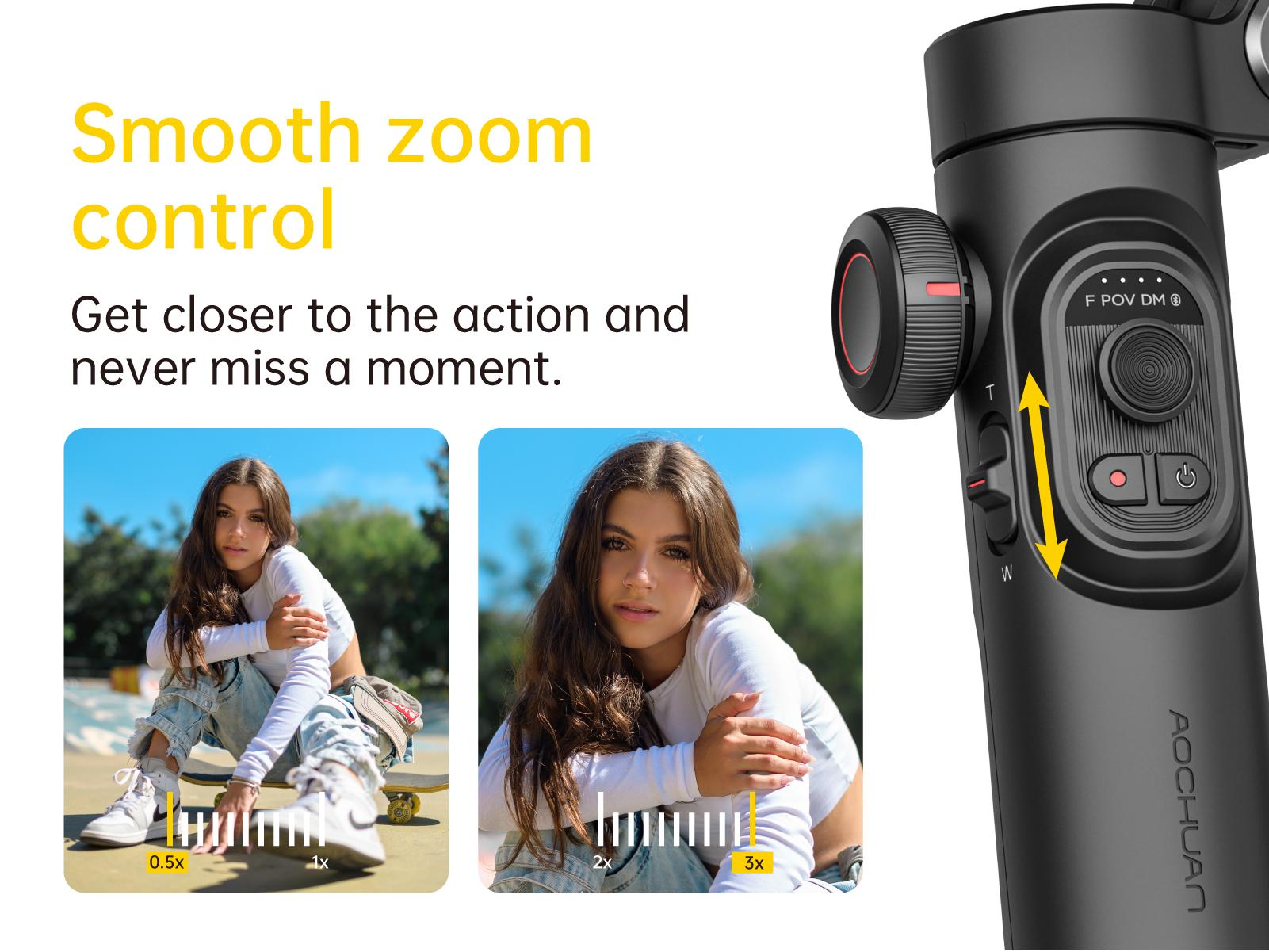 AOCHUAN 3-Axis Gimbal Stabilizer for Smartphone, Gimbal w/RGB Magnetic Fill Light Upgraded Face Tracking Focus Wheel Foldable iPhone Gimbal for iPhone/Android Phone gimbal Vlog RecordingCamera Clip Camera Accessories Smart XE-2