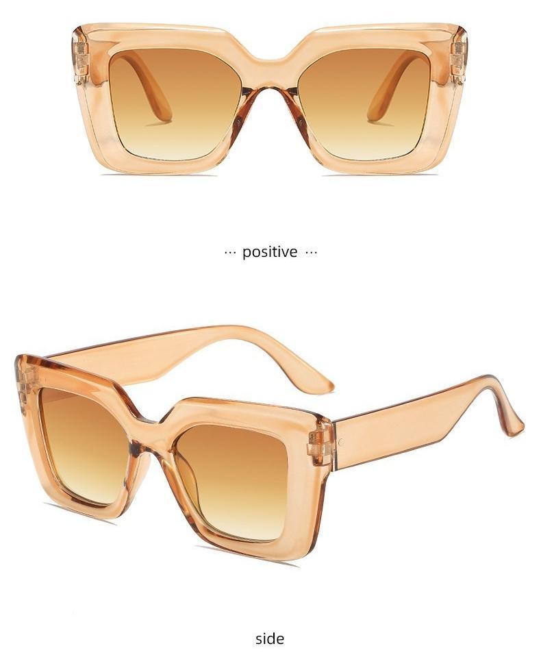 Women's 4-Piece Oversized Square Sunglasses - Semi-Rimless Chic Black Wraparound Anti-UV Lens Minimalist Fashion Eyewear for Street Style, Outdoor Use