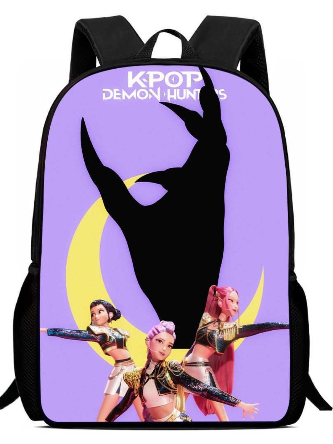 New K-Pop Demon Hunters Backpack, Cute Chibi Rumi Mira Nolly School Bag for Kids, Anime Bookbag for School & Travel