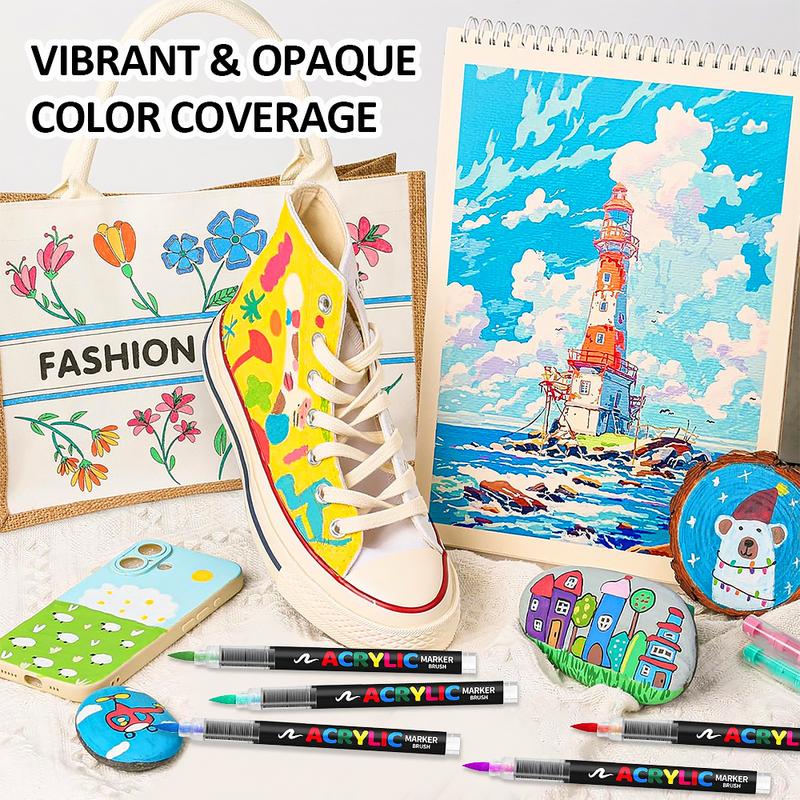 48/36 Color Watercolor Marker Set with Soft Tip, Liquid Acrylic Paint Markers for DIY Art and Graffiti, Water-Based Sketch Pens for Creative Painting, DIY Painting Supplies