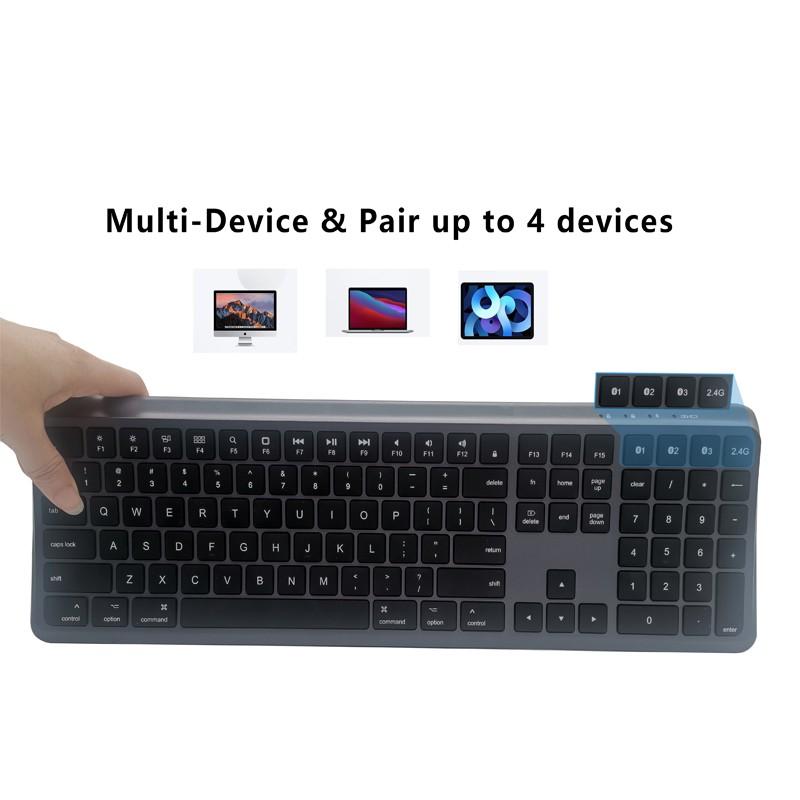 Ergonomic Wireless Keyboard, Dual Mode Full Size, Rechargeable Bluetooth-compatible, Curved Design, Numeric Keypad, Desktop Computer Compatible, Ergonomic Keyboards