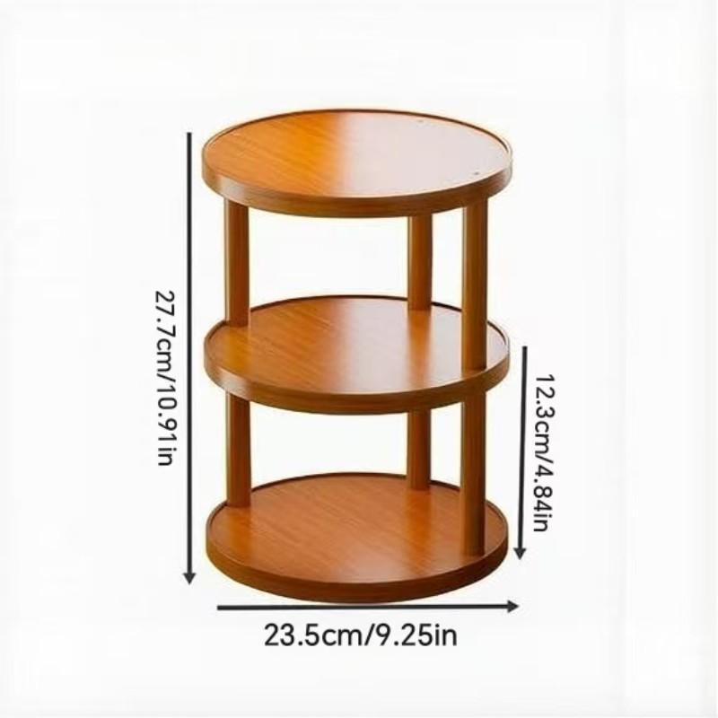 Round Table Three-Tier Storage Rack, Cosmetic Organizer, Perfume Display Stand, Fixed/rotating Base, Indoor Living Room Cup Holder, Bedroom Cosmetics Shelf