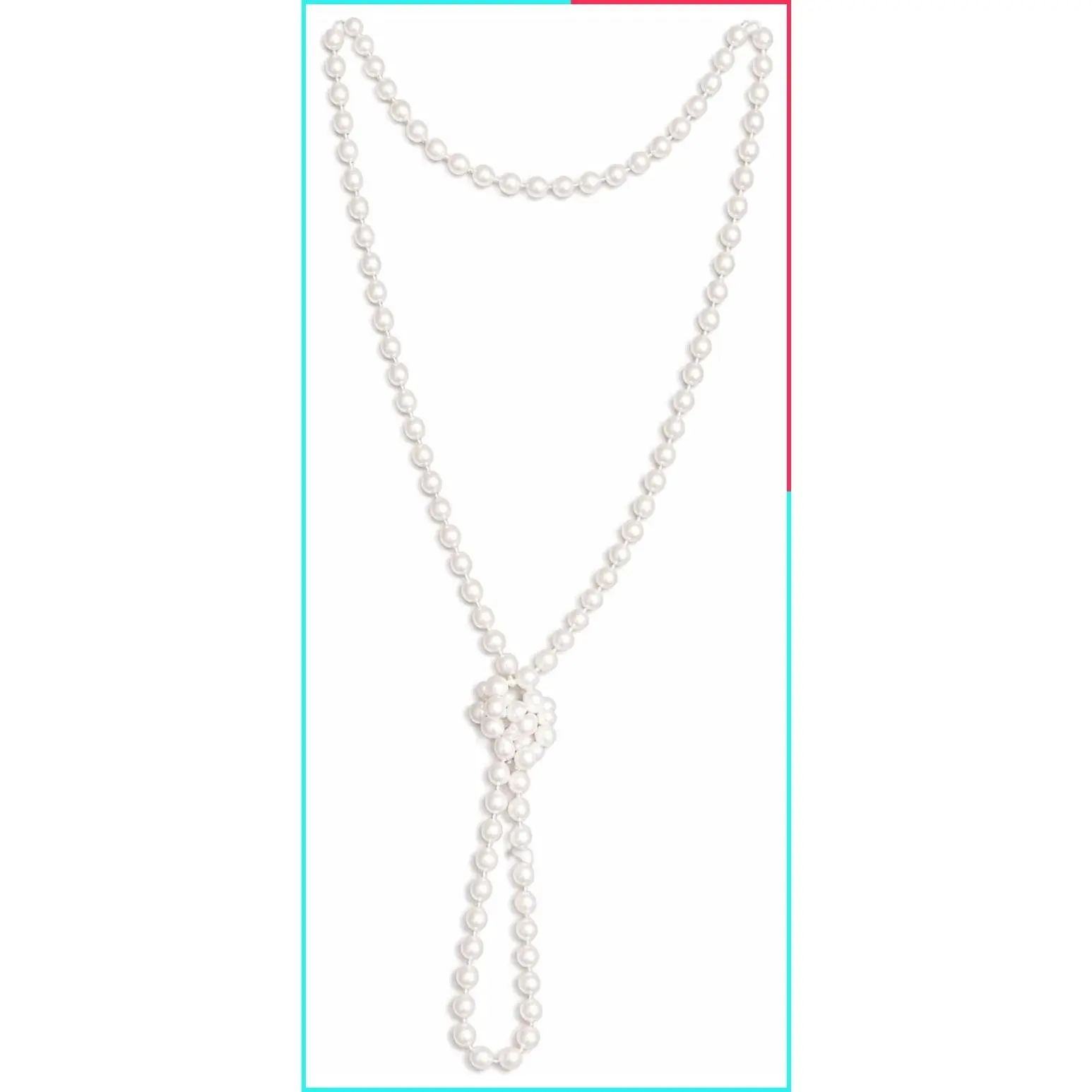 48" White Pearl Flapper Long Strand Necklace for Women - 1920s Costume Jewelry Accessory for Theme Parties
