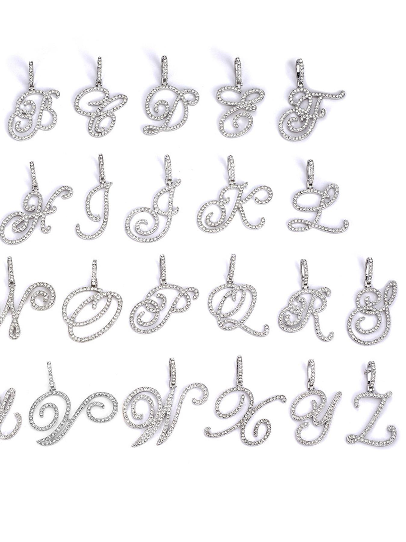 Micro-Set Zircon Letter Pendant Chain Necklace, Unisex Hip-Hop Style, 26 Alphabet Initials, Scripted Glow Design, Fashion Jewelry, Zircon Stones Necklace