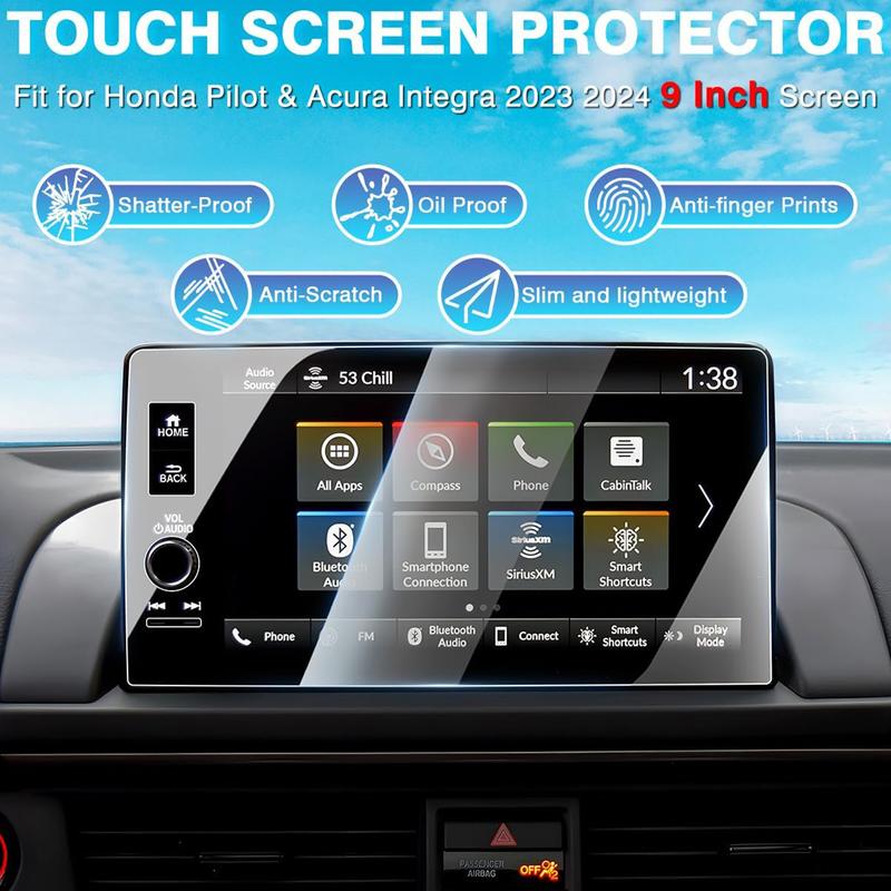 Canvcle 2 Pack Screen Protector for Honda Pilot 2025 2024 2023 and Acura Integra 2023 2024 2025 9-Inch Touchscreen, 2025 Pilot Accessories Navigation Film Tempered Glass Cover Anti Glare Durable Smooth Protection