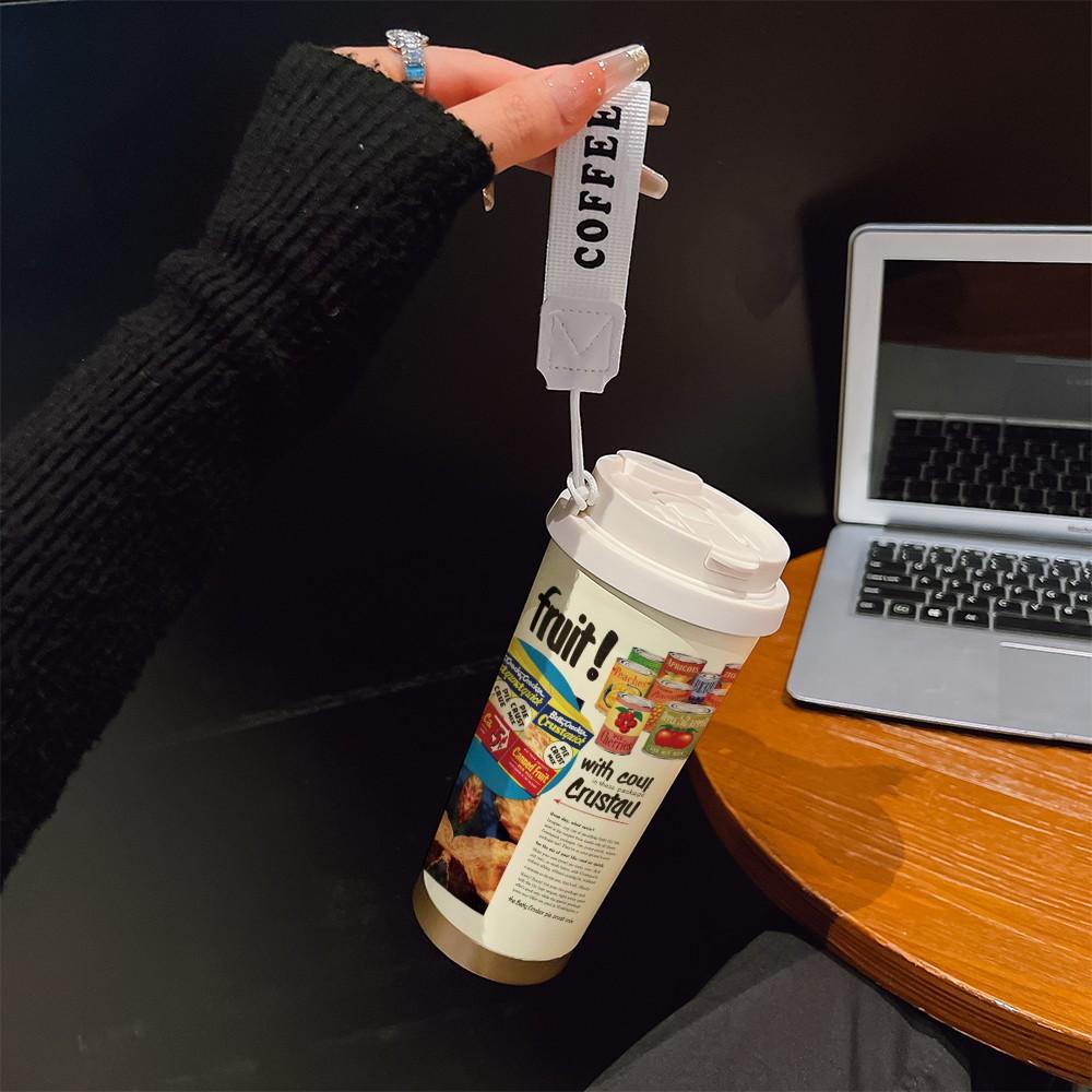 Abstract Can Texture Coffee Cup, Portable Dual Drink Insulated Tumbler, Heat/cool Water Bottle, Boho Style, Office, Travel, Sports